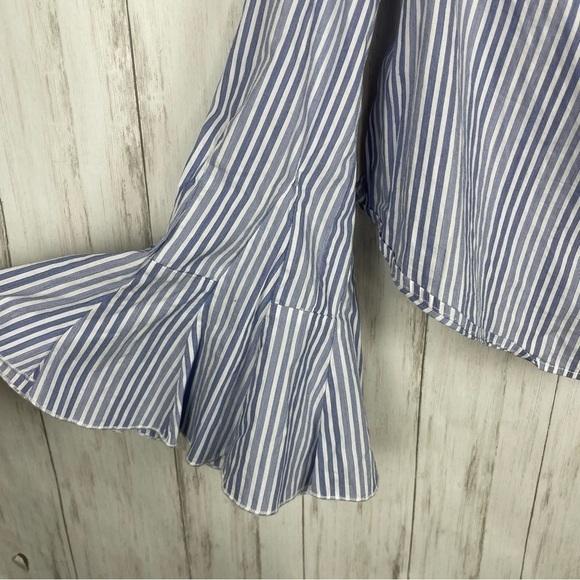 Free People blue and white off the shoulder top Small - Picture 2 of 5